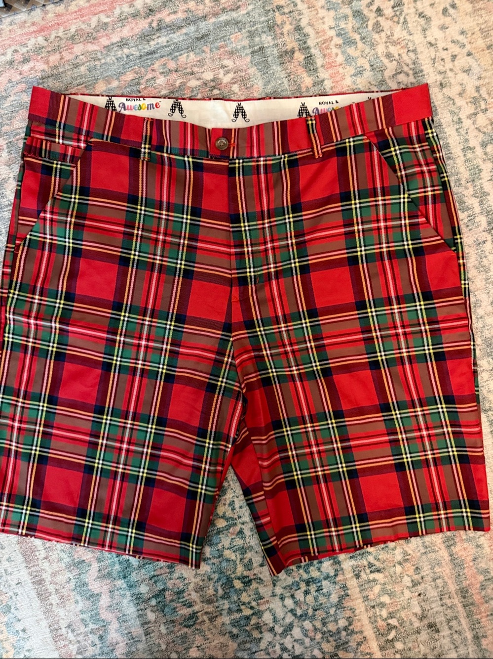 Royal and Awesome Stewart Tartan Golf Shorts Size 42